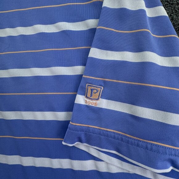 Footjoy Short Sleeve Golf Polo Shirt Blue Striped Medium Stretch 1908 Mystery - Picture 9 of 16